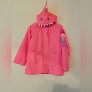 Cute pink shark hood raincoat